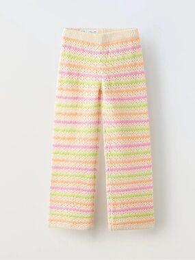 Zara Striped Crochet Pants girls size 6-7